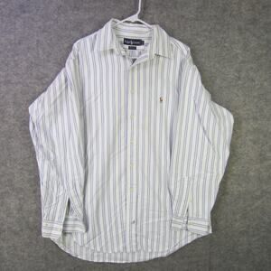 Ralph Lauren Shirt Mens 16.5 XL Blue White Striped Yarmouth Dress Button Down